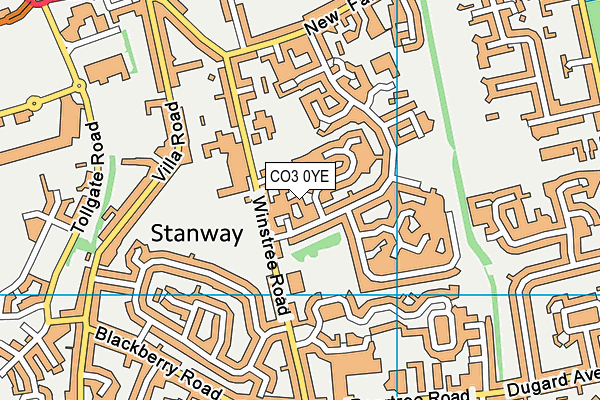 CO3 0YE map - OS VectorMap District (Ordnance Survey)