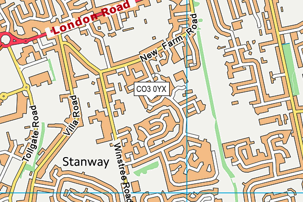 CO3 0YX map - OS VectorMap District (Ordnance Survey)
