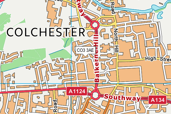 CO3 3AE map - OS VectorMap District (Ordnance Survey)