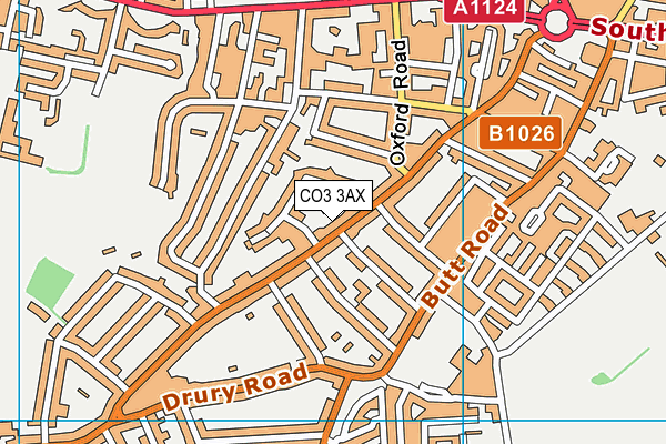 CO3 3AX map - OS VectorMap District (Ordnance Survey)