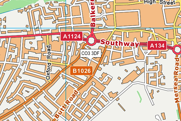 CO3 3DF map - OS VectorMap District (Ordnance Survey)