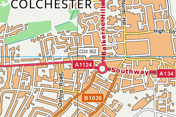 CO3 3EZ map - OS VectorMap District (Ordnance Survey)