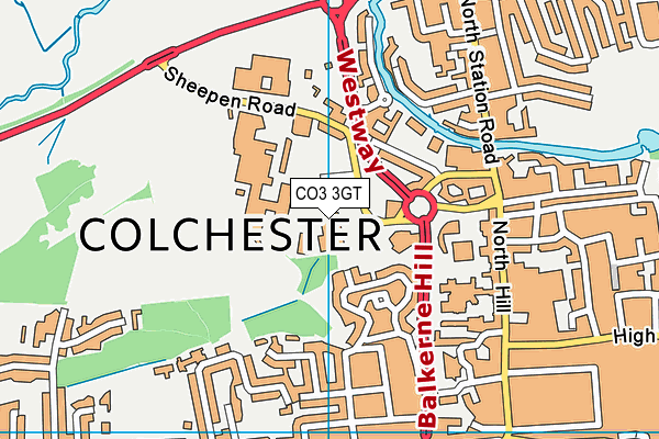Puregym (Colchester Retail Park) map (CO3 3GT) - OS VectorMap District (Ordnance Survey)