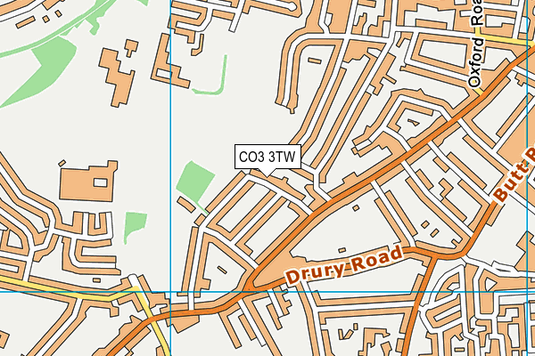 Colchester Royal Grammar School Sports Ground map (CO3 3TW) - OS VectorMap District (Ordnance Survey)