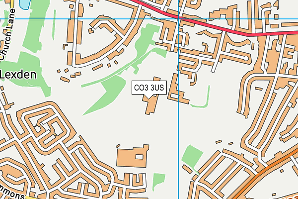 Colchester County High School For Girls map (CO3 3US) - OS VectorMap District (Ordnance Survey)