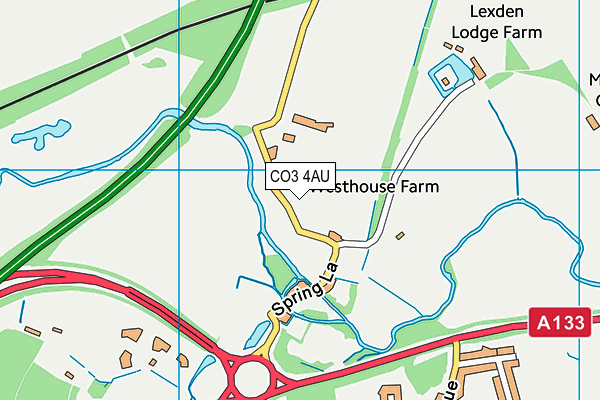 Playgolf Colchester map (CO3 4AU) - OS VectorMap District (Ordnance Survey)