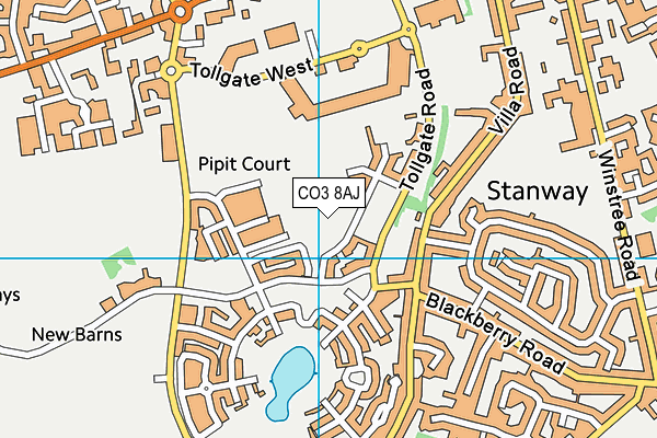 CO3 8AJ map - OS VectorMap District (Ordnance Survey)