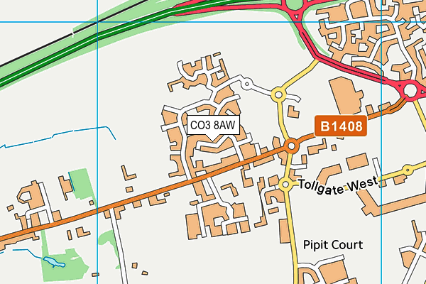 CO3 8AW map - OS VectorMap District (Ordnance Survey)