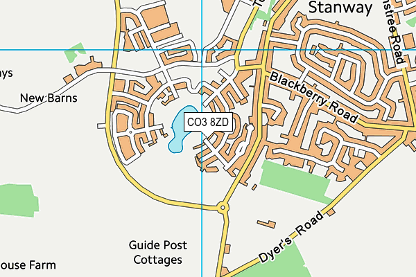 CO3 8ZD map - OS VectorMap District (Ordnance Survey)