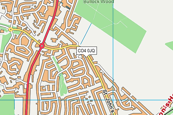 CO4 0JQ map - OS VectorMap District (Ordnance Survey)