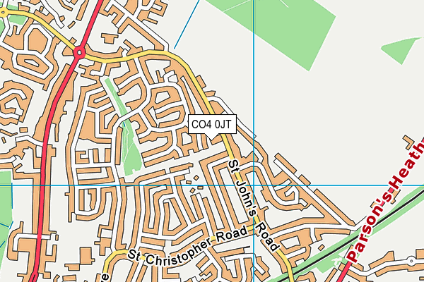 CO4 0JT map - OS VectorMap District (Ordnance Survey)