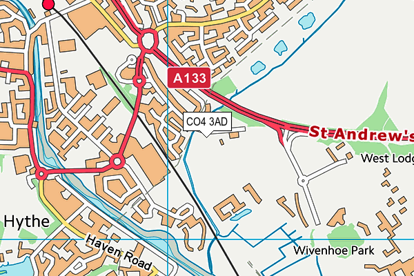 CO4 3AD map - OS VectorMap District (Ordnance Survey)