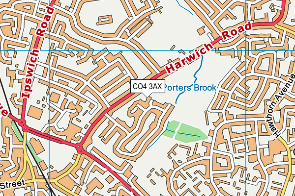 CO4 3AX map - OS VectorMap District (Ordnance Survey)