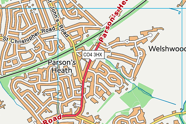 CO4 3HX map - OS VectorMap District (Ordnance Survey)