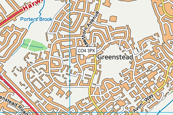 CO4 3PX map - OS VectorMap District (Ordnance Survey)