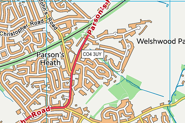 CO4 3UY map - OS VectorMap District (Ordnance Survey)