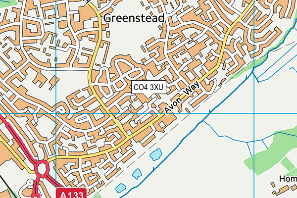 CO4 3XU map - OS VectorMap District (Ordnance Survey)