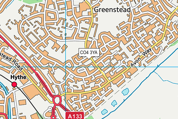 CO4 3YA map - OS VectorMap District (Ordnance Survey)