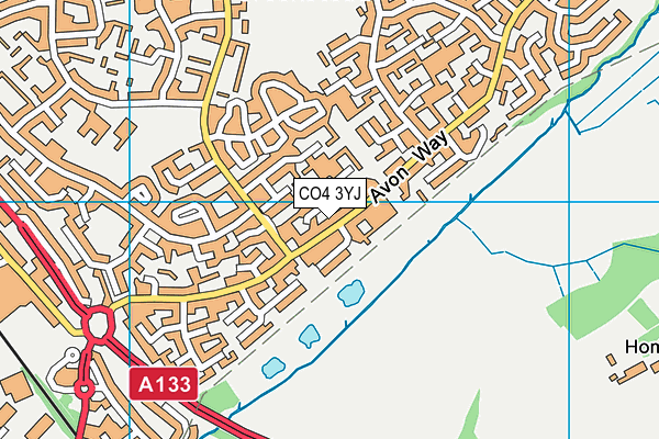 CO4 3YJ map - OS VectorMap District (Ordnance Survey)