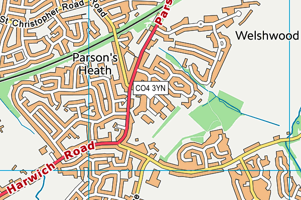 Roach Vale Primary School map (CO4 3YN) - OS VectorMap District (Ordnance Survey)