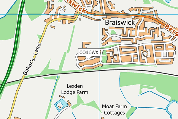 CO4 5WX map - OS VectorMap District (Ordnance Survey)