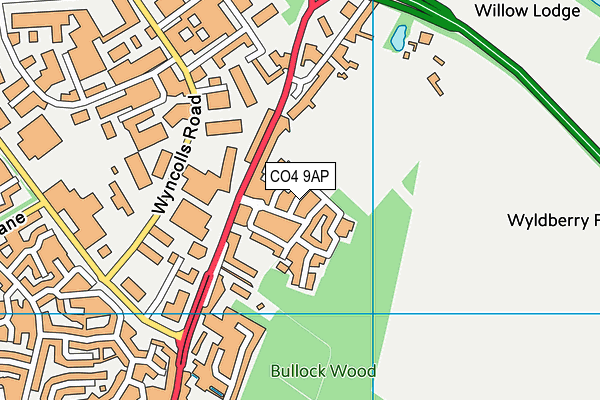 CO4 9AP map - OS VectorMap District (Ordnance Survey)