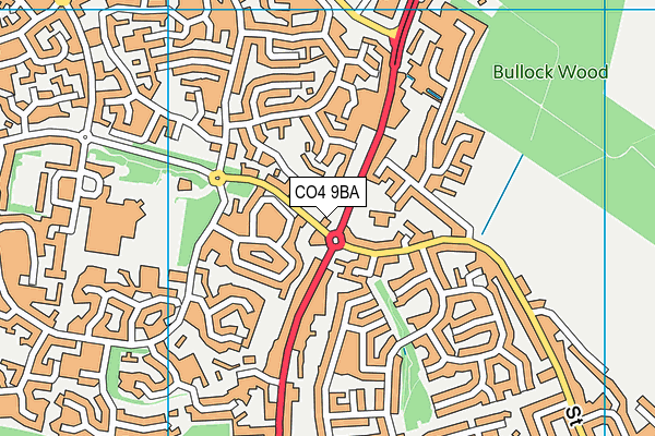 CO4 9BA map - OS VectorMap District (Ordnance Survey)