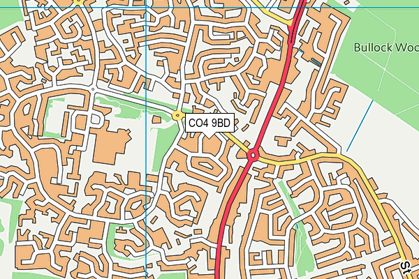 CO4 9BD map - OS VectorMap District (Ordnance Survey)