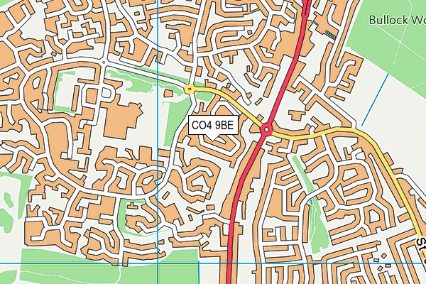 CO4 9BE map - OS VectorMap District (Ordnance Survey)