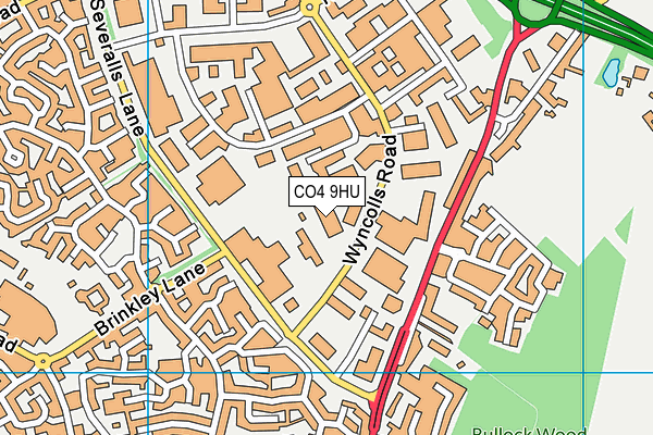 CO4 9HU map - OS VectorMap District (Ordnance Survey)