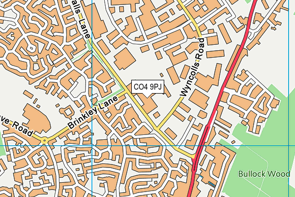 CO4 9PJ map - OS VectorMap District (Ordnance Survey)