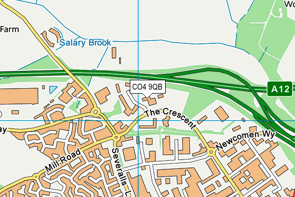 CO4 9QB map - OS VectorMap District (Ordnance Survey)