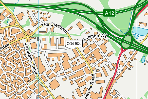 CO4 9QJ map - OS VectorMap District (Ordnance Survey)