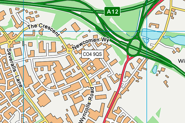 CO4 9QS map - OS VectorMap District (Ordnance Survey)