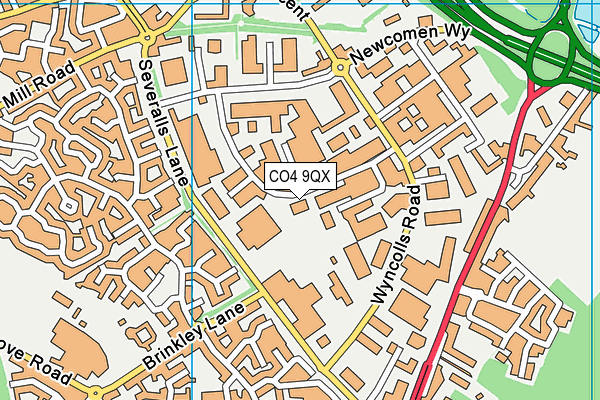 CO4 9QX map - OS VectorMap District (Ordnance Survey)