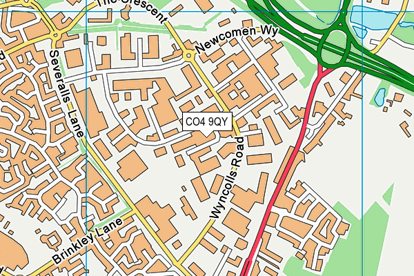 CO4 9QY map - OS VectorMap District (Ordnance Survey)