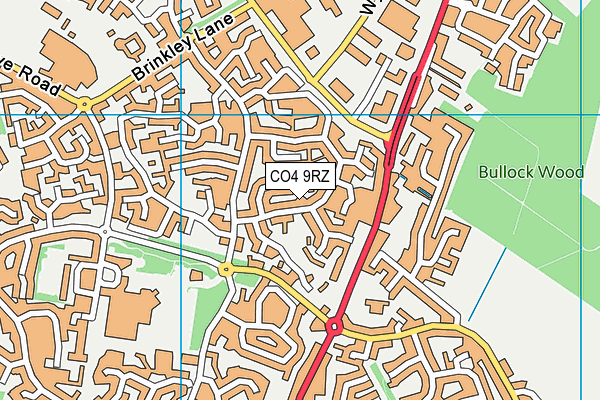 CO4 9RZ map - OS VectorMap District (Ordnance Survey)