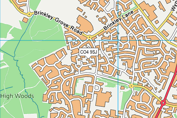 CO4 9SJ map - OS VectorMap District (Ordnance Survey)