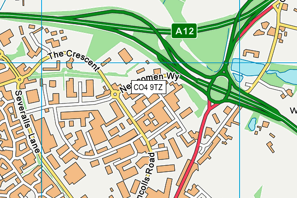 CO4 9TZ map - OS VectorMap District (Ordnance Survey)