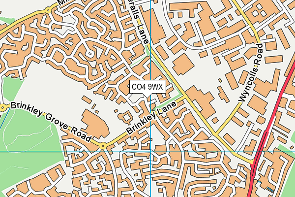 CO4 9WX map - OS VectorMap District (Ordnance Survey)