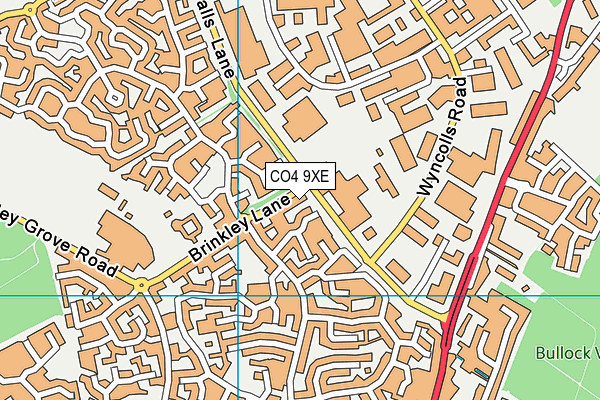 CO4 9XE map - OS VectorMap District (Ordnance Survey)