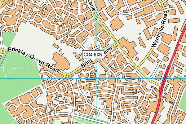 CO4 9XN map - OS VectorMap District (Ordnance Survey)