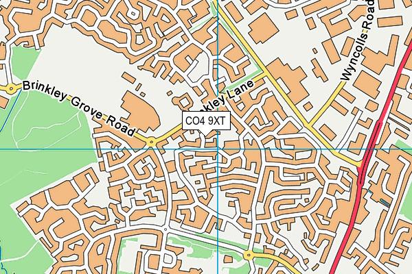 CO4 9XT map - OS VectorMap District (Ordnance Survey)