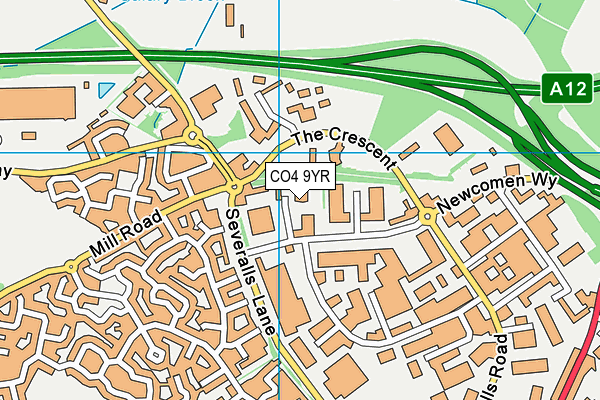 CO4 9YR map - OS VectorMap District (Ordnance Survey)