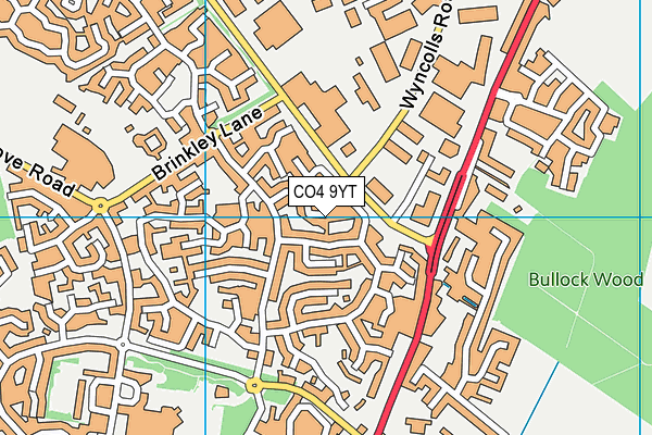 CO4 9YT map - OS VectorMap District (Ordnance Survey)