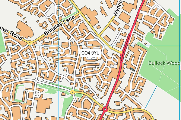 CO4 9YU map - OS VectorMap District (Ordnance Survey)