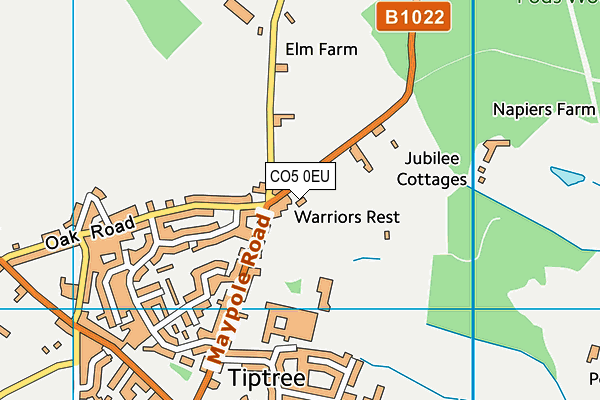 Tiptree Heath Fc (Colchester Road) map (CO5 0EU) - OS VectorMap District (Ordnance Survey)