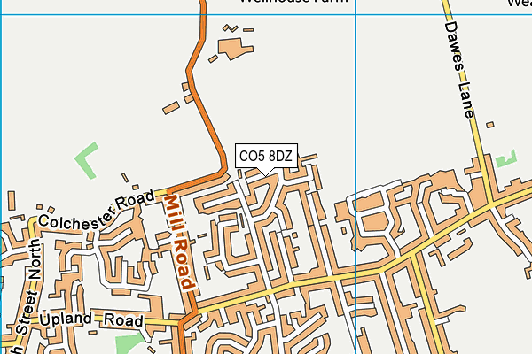 The Glebe (Colchester) map (CO5 8DZ) - OS VectorMap District (Ordnance Survey)