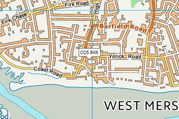 CO5 8HX map - OS VectorMap District (Ordnance Survey)