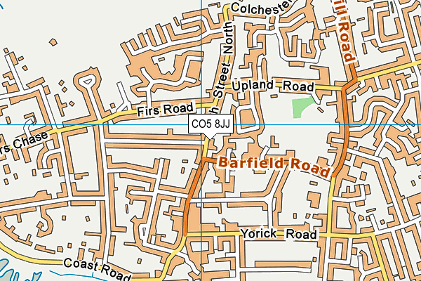 CO5 8JJ map - OS VectorMap District (Ordnance Survey)